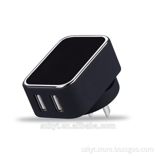 EU AU UK US Round Dual USB Ports Wall Charger Power Adapter Plug